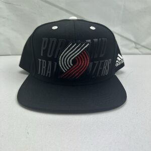 Portland Trail Blazers Logo NBA Black Hat Adidas Rubber Lettering Snapback￼